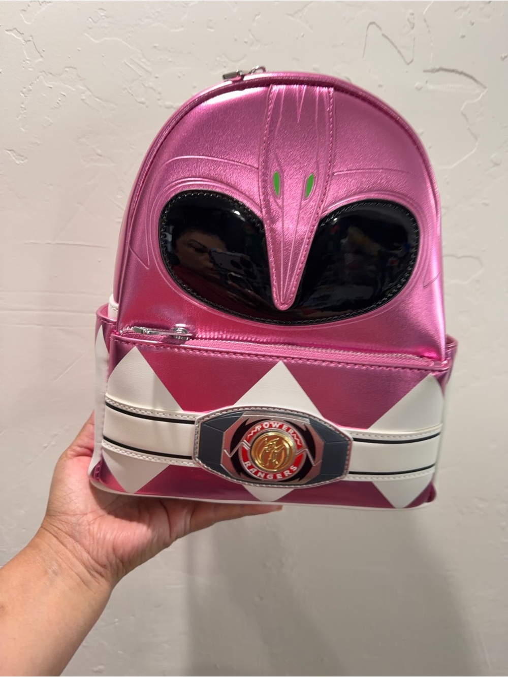 Loungefly Pink Power Rangers Metallic Mini Backpack - Picture 2 of 5